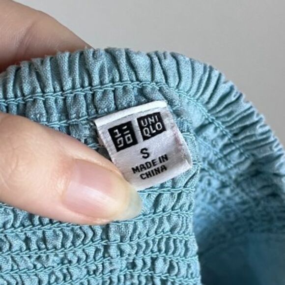 Uniqlo Linen Blend Gathered Camisole Dress in Light Blue Size SMALL - Picture 5 of 7